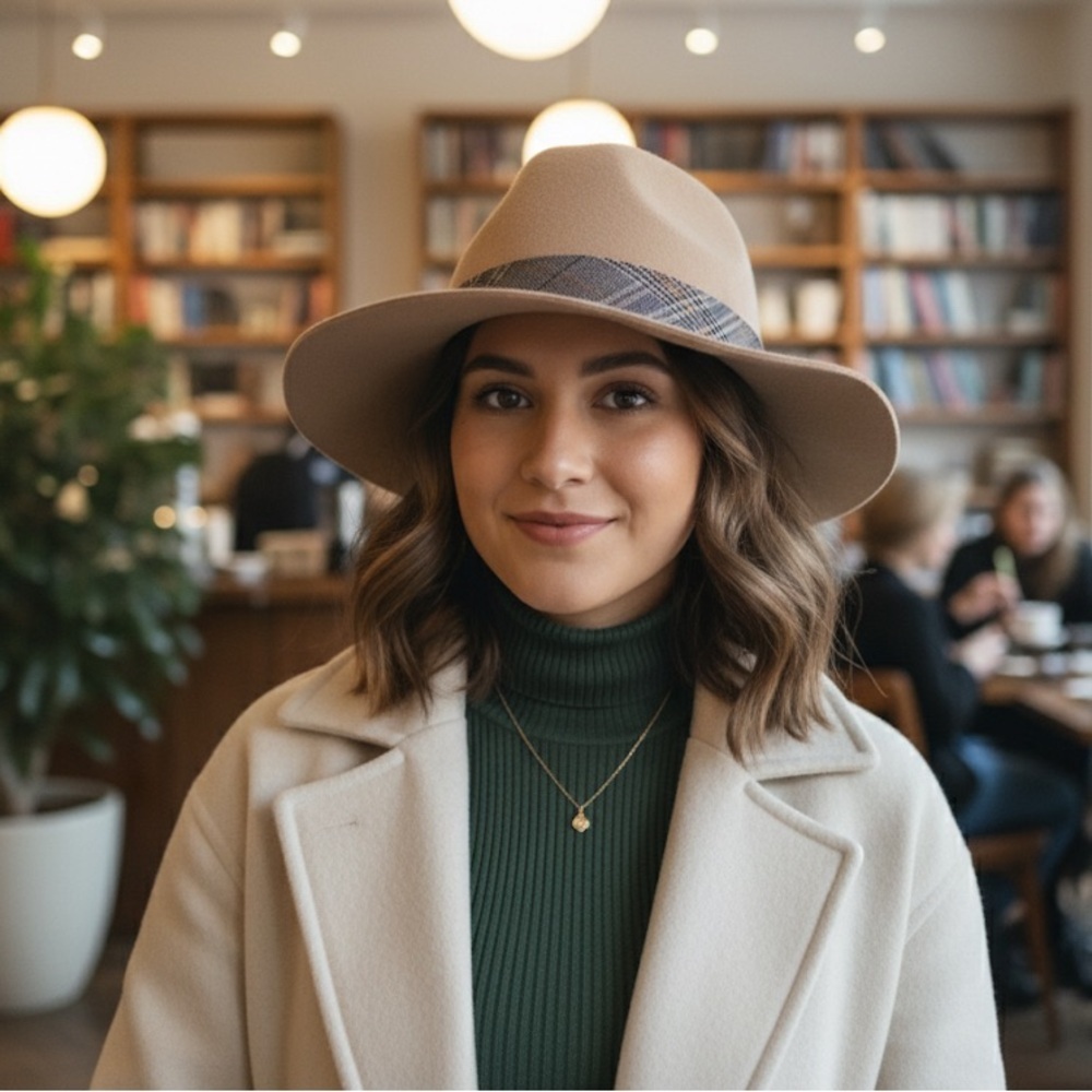 Tan Felt Neutral Casual Fedora Hat